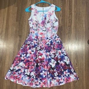 Watercolor Floral Fit & Flare Dress (0)